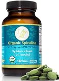 Organic Spirulina Tablets - 100% Pure Spirulina Supplement - 500mg Per Tablet 120 Tablets - 30 Day Supply - Vegan