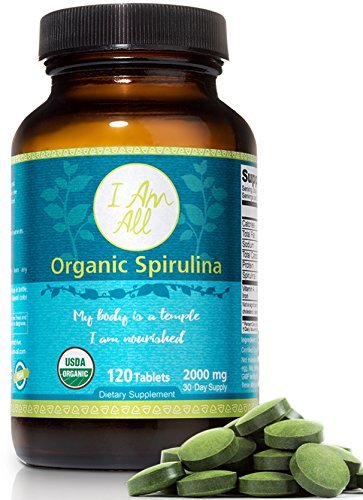 Organic Spirulina Tablets - 100% Pure Spirulina Supplement - 500mg Per Tablet 120 Tablets - 30 Day Supply - Vegan