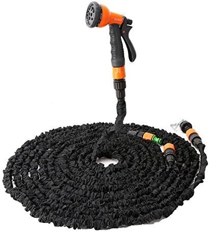 Expandable Hose with Nozzle Sprayer by iArtker: Extra 100 Feet Hose - Increadibly Easy to Use & Store - Consists of Two 50 Foot Hoses Combined with PVC Connector - Excellent Flow, 8 Spray Patterns