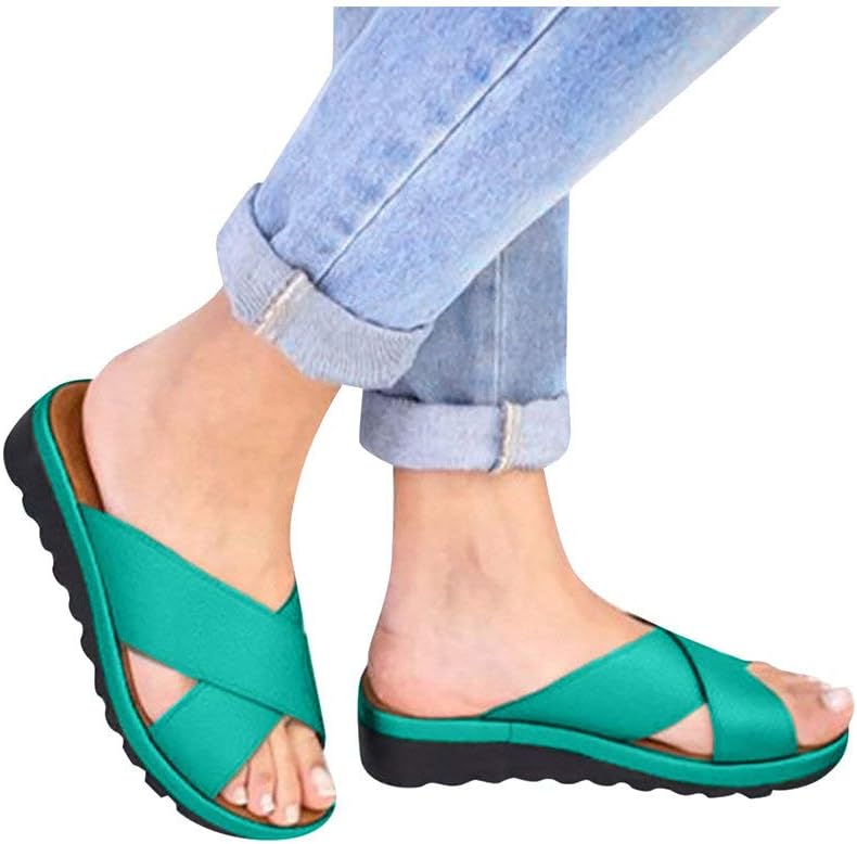 Women's Flats Wedges Platform Sandals Comfy Open Toe Beach Travel Shoes Heel Massage Soft Bottom Non-Slip