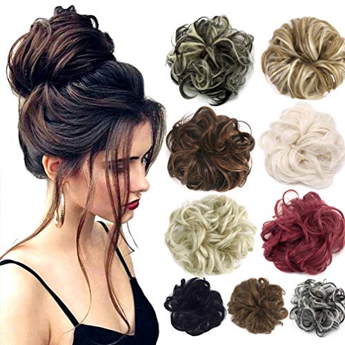 2pcs Hair Bun Extensions Wavy Curly Messy Donut Chignons Hair Piece Wig Hairpiece