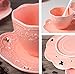 Sumerflos Porcelain Embossed Tea Coffee Cup and Saucer Set, Bone China Tea Set with Saucer and Spoon, Set of 6 (6oz) (Pink)