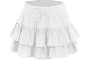 Womens Boho Shorts Flowy Ruffled Tiered Casual High Waist Mini Skirts Tennis Golf Comfy Short Skorts