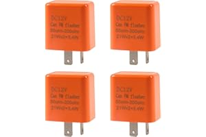 AICEL 2 Pin LED Electronic Flasher Relay, 4 Pack 12V Speed Adjustable Flasher Relay for Motorcycle Car Turn Signal Fix, Universal Relay Replacement for Hazard Warn Light Fast Hyper Flash (Orange)