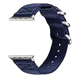 For Apple Watch Band, VIGOSS 38mm Woven Nylon NATO iWatch Band Soft Replacement Strap with Metal Adapters for Apple Watch Series 2 and Series 1, Sport, Hermes, Nike+, Edition (Navy Blue, 38mm)