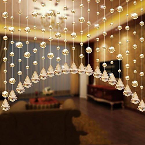 Wondere Luxury Glass Beads Door String Tassel Curtain Wedding Divider Panel Room Decor for Home/Hotel/Cafe/Office Clear（not Include The Pendant