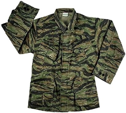 Vintage Tiger Stripe Jungle Vietnam War Style Combat Fatigue Rip Stop Army Shirt