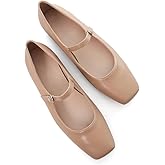 Stunner Mary Jane Square Toe Black Ballet Flats for Women Comfortable Ankle Strap Casual Slip On Flats