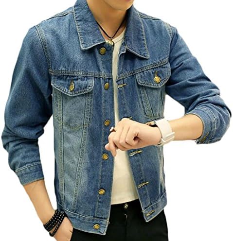 XTT Men's Fashion Casual Denim Jacket Slim Jeans Jacket Blue L