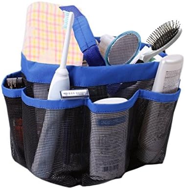 Bathroom Storage Bag, FUNCYboo 8 Mesh Pockets,Quickly Dry,Waterproof and Mildew Resistant,Portable Multifunctional Cosmetics Storage Bags,Hanging Shower Toiletry Organiser,Blue