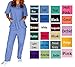 Womens V-Neck Solid Scrub Set Top and Pant 2 Piece Sets Sizes XS-5XL