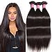 Dinoce Compatible with Longqi Beauty Brazilian Straight Hair 3 Bundles Remy Silky Straight Virgin Human Hair 300g 18 20 22 Inches Natural Color