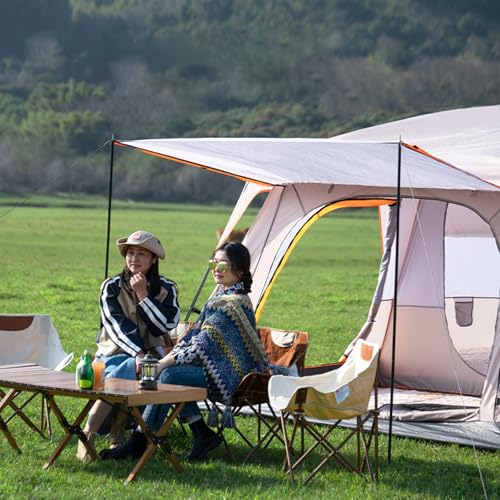 Large Family Standing Upright Camping Tent ，Multi-Room Tent with Screened Porch，Doors and Windows ，Oxford Fabric Waterproof Family Camping Tent for Outdoor,Picnic,Camping