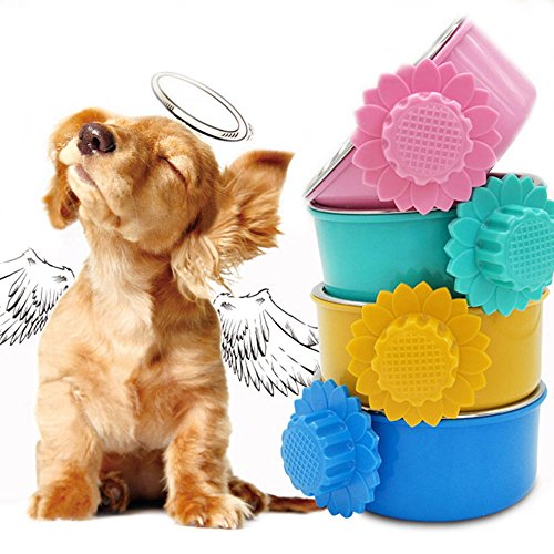 Daycount Pet Feeder Dog Bowl Stainless Steel Food Hanging Bowl Crates Cages Dog Parrot Bird Pet Drink Water Bowl Dish Accessory (L: 6''x2.2'', Yellow) - Thumbnail 4