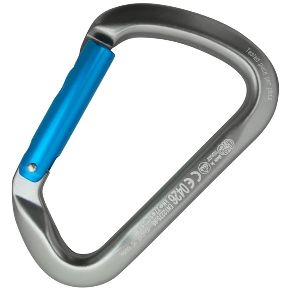 KONG Large MULTIUSE Straight GATE Aluminum Carabiner with Hooks, Grey/Cyan