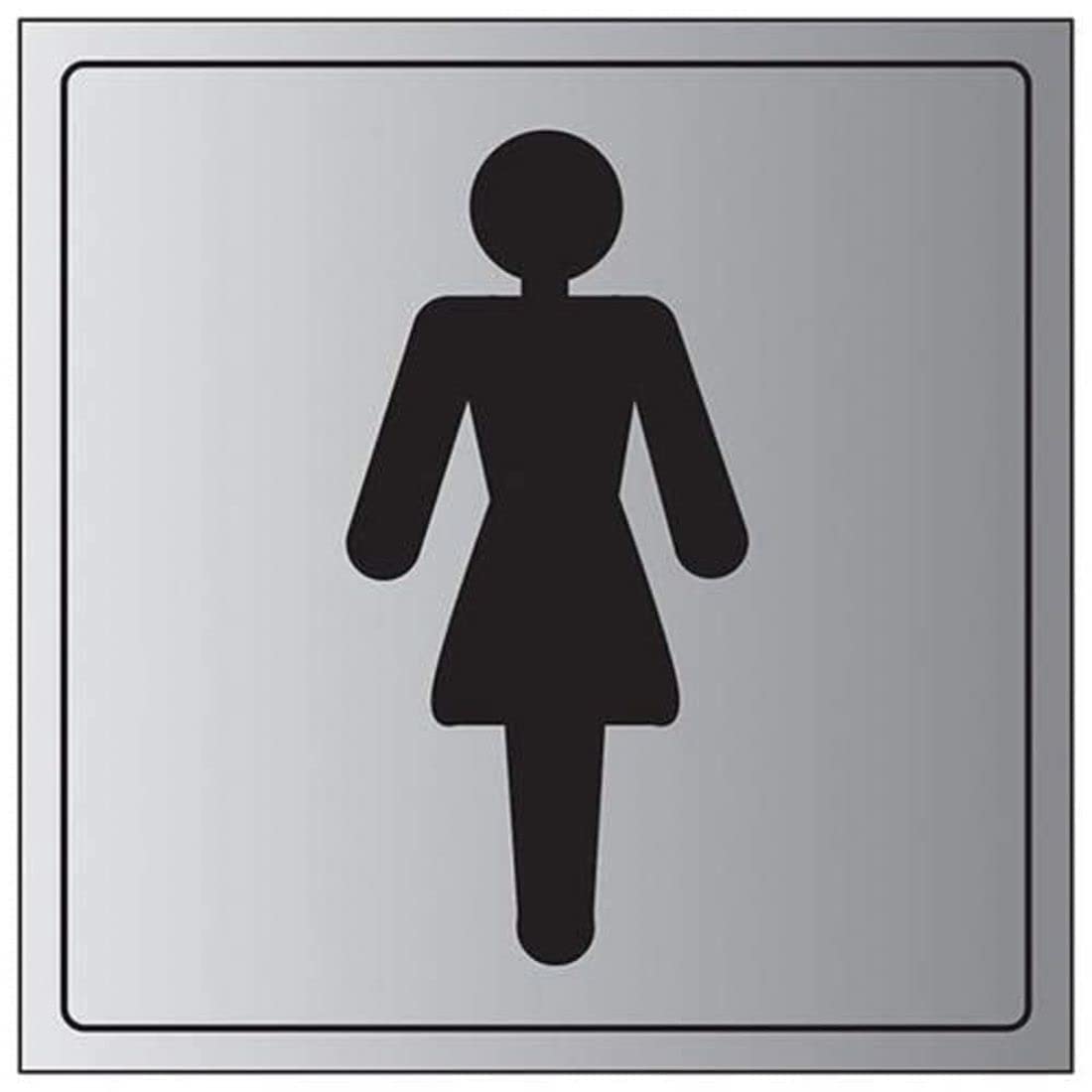 V Safety General Door-Ladies Toilet Sign - 200mm x 200mm - Self Adhesive Alu Effect