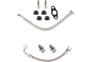 JUQAFY Oil Return Drain Line & Oil Feed Line Fit for Dodge Ram 2500 3500 5.9L Turbocharger, Turbo Oil Return Pipe Tube with Connectors Gasket