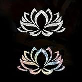 2PCS Sparkling Lotus Self-Adhesive PVC Rainbow Glittery Decal Sticker for Cars, Laptops, Trucks, Motorcycles Wall Window Luggage Scratch Cover Door Multi-Surface Decor Sticker