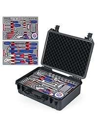 WORKPRO - Kit de herramientas mecánicas (incluye caja de herramientas impermeable)