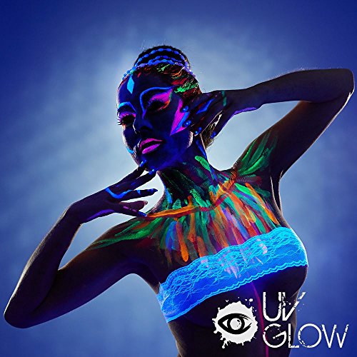 UV Glow Blacklight Neon Face & Body Paint - 0.34oz Set of 5 tubes - Fluorescent & Super Bright