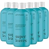 ATTITUDE Body Wash, EWG Verified Shower Gel, Dermatologically Tested, Plant and Mineral-Based, Vegan Personal Care Products, Extra Gentle, Unscented, 16 Fl Oz (Pack of 6)