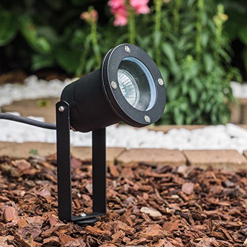 HOFSTEIN Gartenstrahler Pilsen, Gartenlampe mit Erdspieß, Außenleuchte aus Aluminium in Schwarz, Gartenbeleuchtung mit… – Bild 7