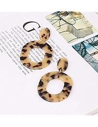 YAHPERN Aretes de acrílico para mujeres y niñas, aretes geométricos de resina de acetato, aretes de aro, moteados, joyería de moda