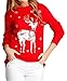 Ugly Christmas Sweater, V28 Women's Ladies Girl Xmas Santa Deer 3D Knit Jumper