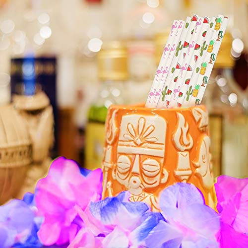 ZERHOK 115Stk Hawaii Party Dekor Set, Tropische Flamingo Banner Palmblätter Hibiskusblumen Girlande Getränk Cupcake… – Bild 4