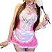 ANJAYLIA Women Lace French Maid Lingerie Maid Lingerie Cosplay Costume,Pink