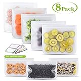 8 Pack Reusable Food Storage Bags, YOGET Ziplock Lunch bags (5 Sandwich Bags & 3 Snack Bag), Extra Thick PEVA Airtight Leakproof Bags,Freezer Safe FDA Grade Food Bags For Kids Snacks and More