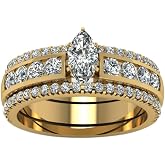 Ringcrown Marquise 1CT CZ 3pcs Black Gold Plated Wedding Ring Sets for Women Engagement Ring
