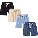 FedMois Boys' Summer Shorts Cotton, Pack of 4