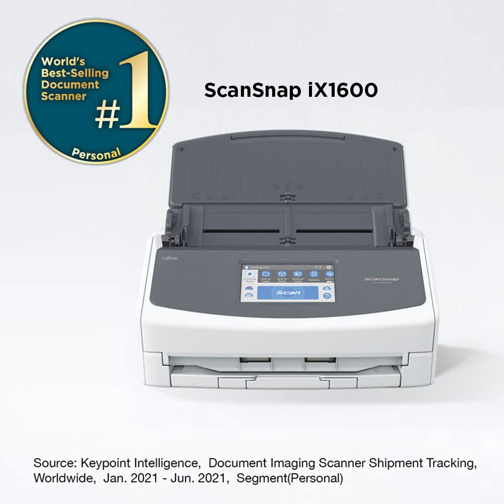 Fujitsu ScanSnap iX1600 Deluxe Versatile Cloud Enabled Document Scanner with Adobe Acrobat Pro DC for Mac or PC, White