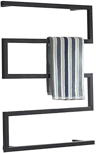 Toalla Calentador eléctrico, toallero Blanco Recto radiador toallero Calentador de Toallas radiador de calefacción, Curvado Negro Mate, 31.5x23.6 ...