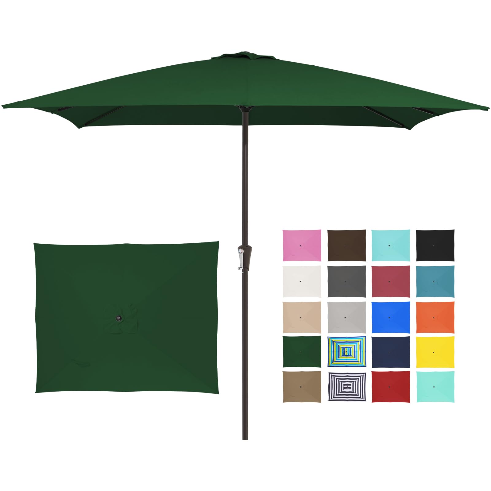 Photo 1 of JEAREY 8x10 ft Rectangular Patio Umbrellas Outdoor Table Market Umbrella w/Crank, 8 Sturdy Ribs, UV Protection Waterproof Sunproof for Garden, Deck, Backyard, Pool(Dark Green)