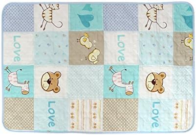 Honey Bedding Waterproof Mattress Pad Protector Cute Design 30” x 44” Quilted Ultrasound Method For Toddler (Baby Animals Blue)