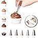 CAKE DECORATING TIPS - Icing Tips and FREE Cleaning Brush Set - 5 Large Popular Stainless Steel Icing Tips - Better size than XL - for easy cupcake decorating