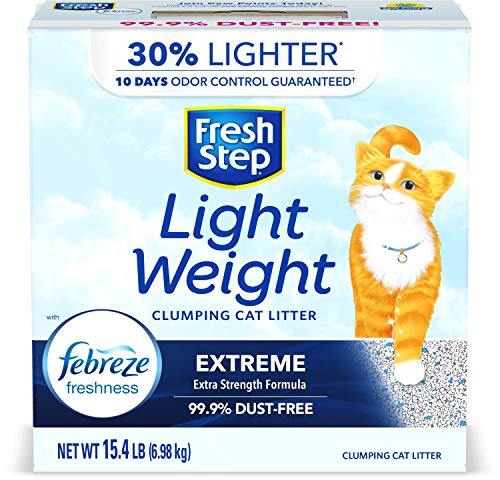 FRESH STEP LIGHTWEIGHT EXTREME SCENTED LITTER WITH THE POWER OF FEBREZE, CLUMPING CAT LITTER, 15.4 POUNDS (PACKAGE MAY VARY)
