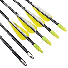 YLS 26 28 76,2 cm Tiro con arco Flechas para Recurvo Fibra de vidrio Target Practice Flecha Sleeve Consejos (12pcs), 28 inch