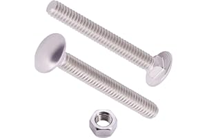 AOESIN M6-1.0 x 70mm (10 Sets) Carriage Bolt DIN603 with Hex Nut DIN934, Full Coarse Thread, 304 Stainless Steel 18-8, Round Head Square Neck Screws Coach Bolt
