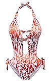 Eomenie Blackless Monokini Swimsuit One Piece Bathing Suits Tummy Control Cutout Swimwear for Women Orange