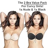 Oolala Round Bra 2-PACK Backless Strapless Sticky Bra for D DD cup