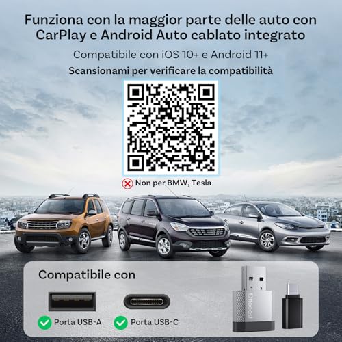 OTTOCAST 2 in 1 Wireless CarPlay and Android Car Adapter, Mini Nova 2026 Ultra-Compact Wireless Adapter, Supports ChatGPT Gemini (iOS 26.3+), Plug & Play for Car with CarPlay/Android Car Wired