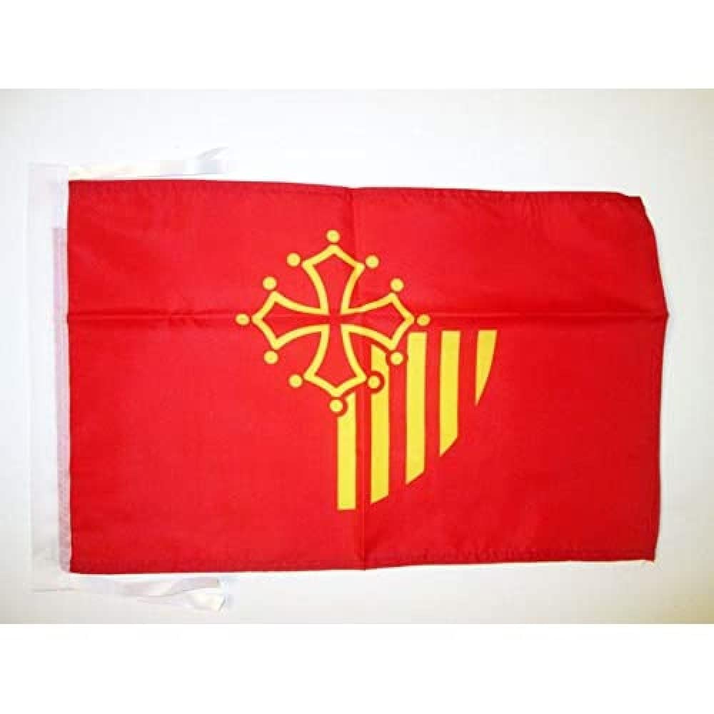 AZ FLAG - Languedoc-Roussillon Flag - 18'' x 12'' - 100% Polyester French region of Languedoc-Roussillon Small Banner with Two Cords - Fade Resistant - Vivid Colors - 18x12 in - 45x30 Cm — image 1