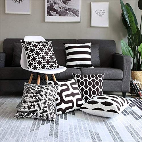 Home Brilliant Black Pillow Covers 18x18 Canvas Linen Throw Pillow Cover For Fall Couch Throw Pillows Decoration, 18 Inches, 45 X 45 Cm, Set Of 2, Black