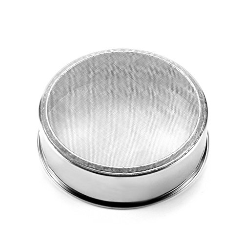 Happy Hours Kitchen Fine Mesh Flour Sifter Stainless Steel Silver Net Flour Sieve Sifting Strainer Cake Baking Powdered Sugar Filter 40 Mesh 150 45mm