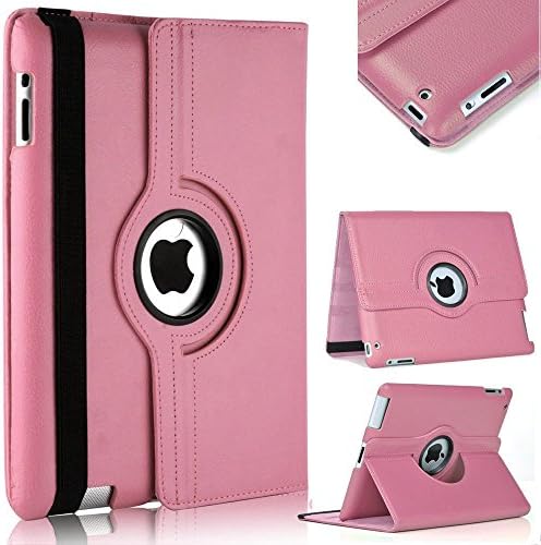 iPad Air 1 Case, AllinoMarket - 360 Degree Rotating Stand Case Smart Cover with Auto Sleep and Wake Feature and Strap for Apple iPad Air 1 (2013 Release) (Light Pink)