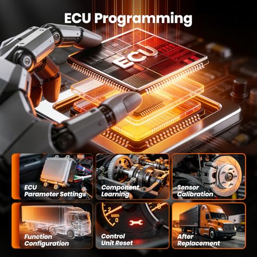 ANCEL X7HD PRO 10.1'' Heavy Duty Truck Scanner, Full-System Diesel Diagnostic Tool with DPF Regen, 42+ Reset, Bi-Directional and Active Test, ECU Coding, HDOBD/OBD2 Scanner for Diesel Trucks - Grey