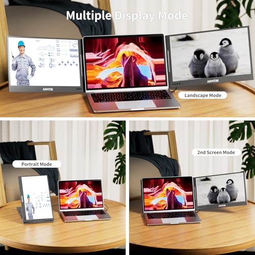 15.6 Inch Portable Laptop Screen Extender w/Protecter Bag, 1080P USB-C Triple Laptop Monitor, Portable Monitor w/Adjustable Non-Slip Stand for 11"-16" Device(Mac, Windows, Android)